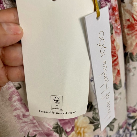 House of Harlow 1960 NWT Linen Blend Floral Adjustable Tie Maxi Dress Size Large - Picture 6 of 16